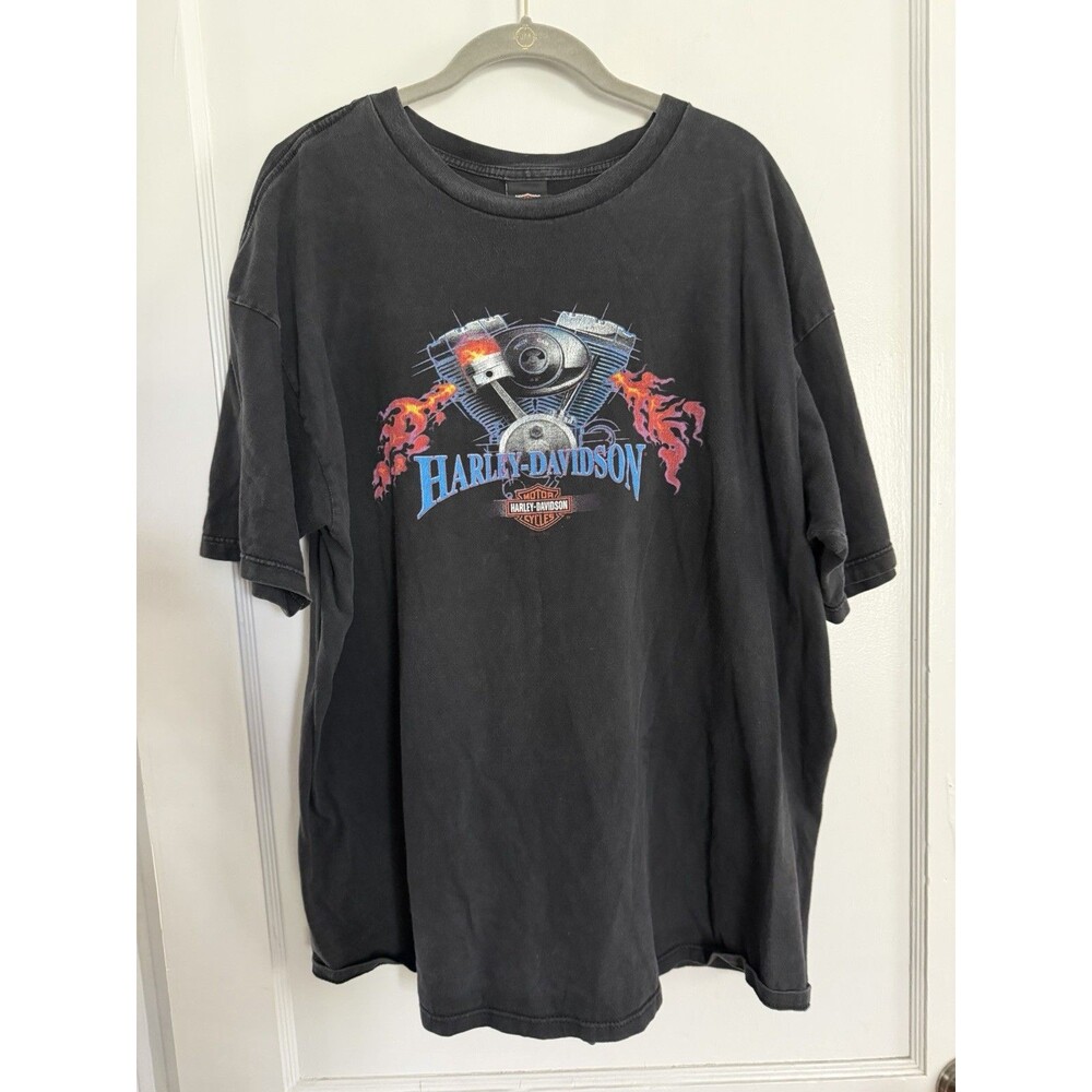 Vintage Harley Davidson Seattle Lynnwood WA USA T Shirt XXL Black Double Sided